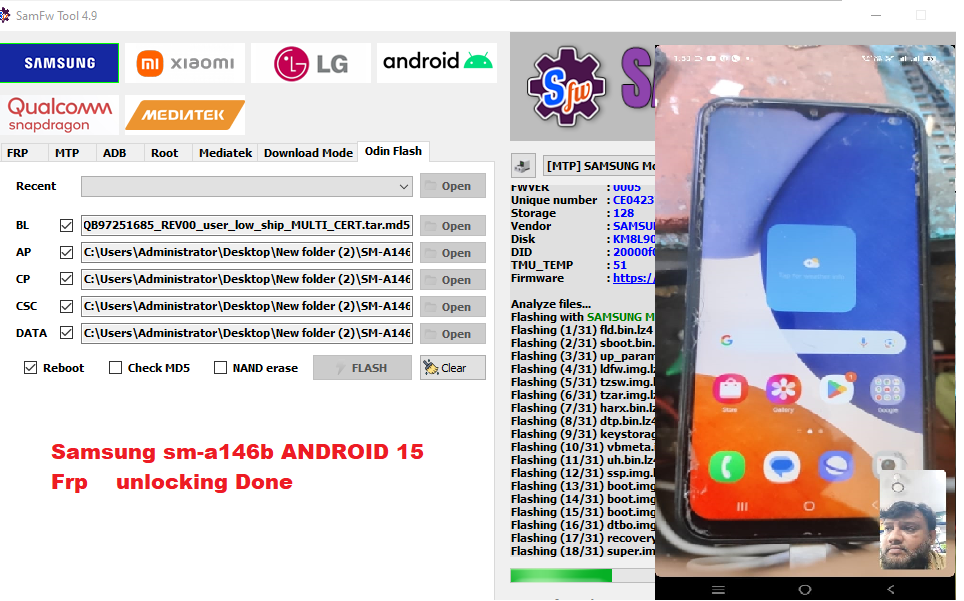 Samsung Galaxy A14 5G SM-A146B FRP RESET FILE ANDROID 15 SUPPORT BIT U8 100% tested