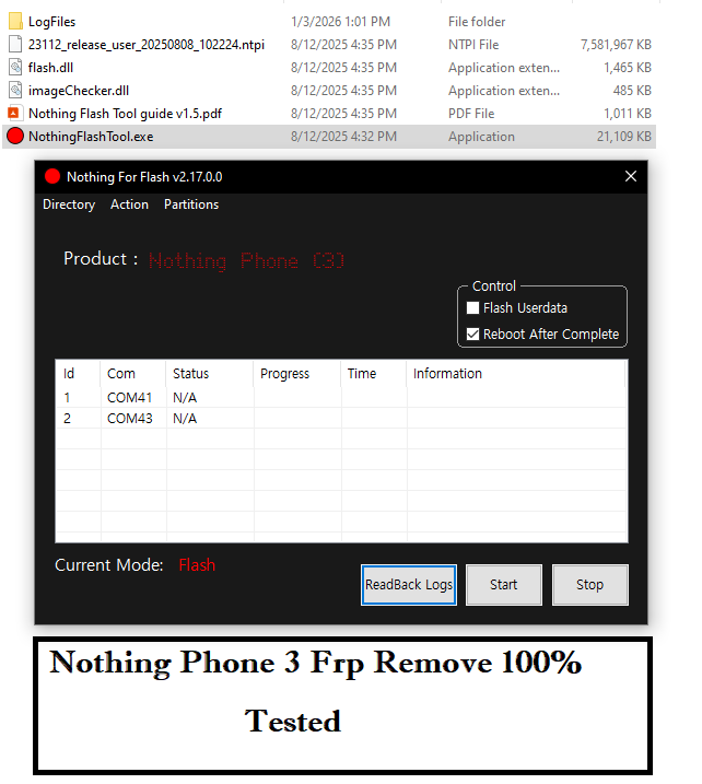 Nothing Phone(3)_Dead_Boot_Repair _Unbrick+Frp+Pin+Pattern_Remove_File.rar