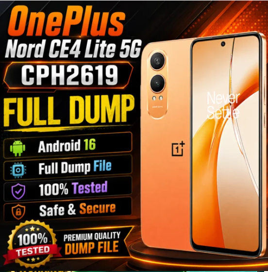 OnePlus Nord CE4 Lite 5G CPH2619 Full Dump File Android 16 F64 Box 100% Working.rar