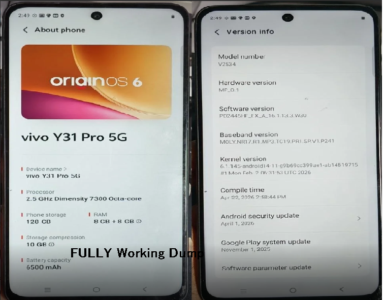Vivo_Y31_Pro_5G_PD2445F_EX_A_16.1.13.3_W30_ Dump_File_Android_16_Flash64_100%_Working